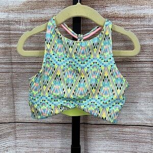Ivivva Neon Yellow HIgh Neck Reversable Crop Top / Sports Bra Size 8